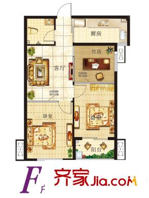 銀泉廣場(chǎng)5號(hào)樓F戶(hù)型 3室1廳1衛(wèi)1廚