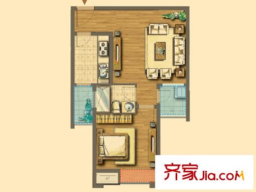 海悅國際戶型圖2#I戶型58.00平方米戶型圖 1室1廳1衛(wèi)1廚