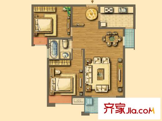 海悅國際戶型圖1#C/D戶型94.68平方米戶型圖 2室2廳2衛(wèi)1廚