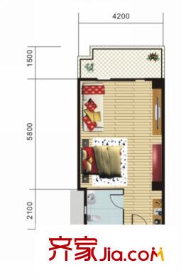 華能大廈住宅戶型圖華能大廈（住宅） 戶型圖 1室1廳1衛(wèi)1廚