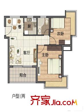 復三新村戶型圖 兩室一廳