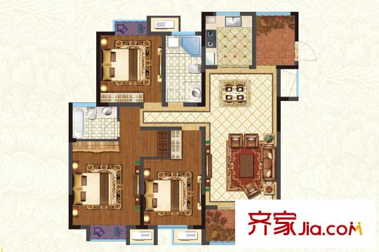 銀洲皇家花園二期皇家學苑二期13#14#15#17#D1戶型 3室2廳2衛(wèi)1廚