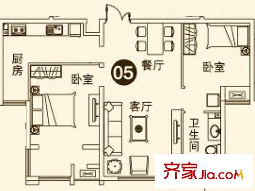 理想城 二期4#樓05室戶(hù)型
