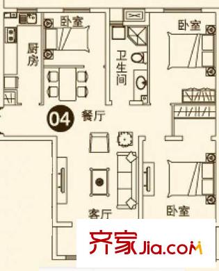 理想城 二期4#樓04室戶(hù)型