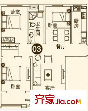 理想城 二期4#樓03室戶(hù)型