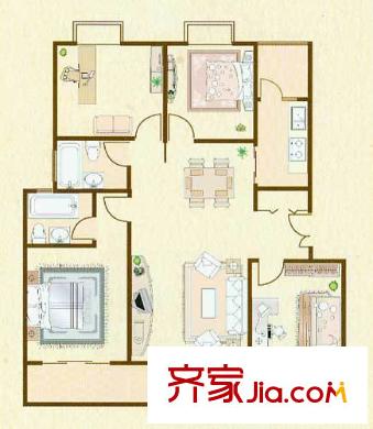 御林華府戶型圖Q3戶型 4室2廳2衛(wèi)1廚