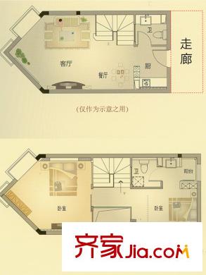 北城名郡14#、15#LOFT戶型 2室2廳2衛(wèi)1廚