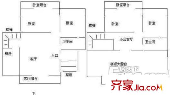 昆山 百靈佳苑 戶型圖 4室3廳2衛(wèi)