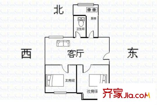 學(xué)田新村 2室 戶型圖