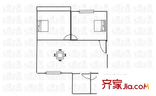 學田新村 2室 戶型圖