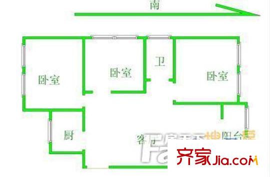 新舟公寓 戶型圖 3室2廳1衛(wèi)