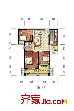 華強(qiáng)城43棟E戶型 3室2廳1衛(wèi)1廚