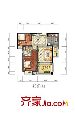 華強(qiáng)城40棟F1戶型 2室2廳1衛(wèi)1廚
