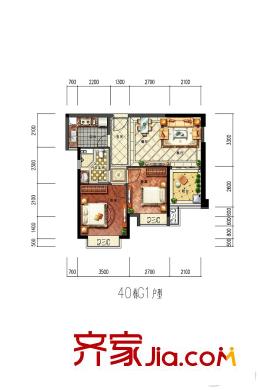 華強(qiáng)城40棟G1戶型  2室2廳1衛(wèi)1廚