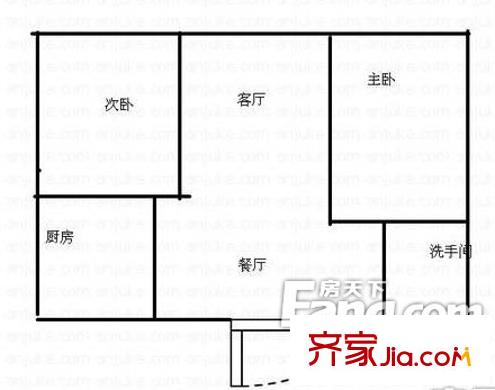 大唐五星公寓 戶型圖 2室1廳1衛(wèi)