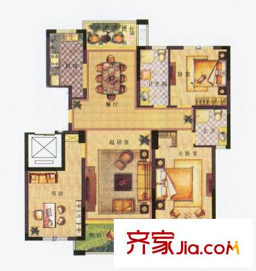 中港城世家B2戶型 3室2廳2衛(wèi)1廚