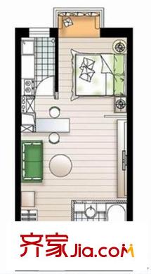 白楊灣 戶型圖 1室1廳1衛(wèi)