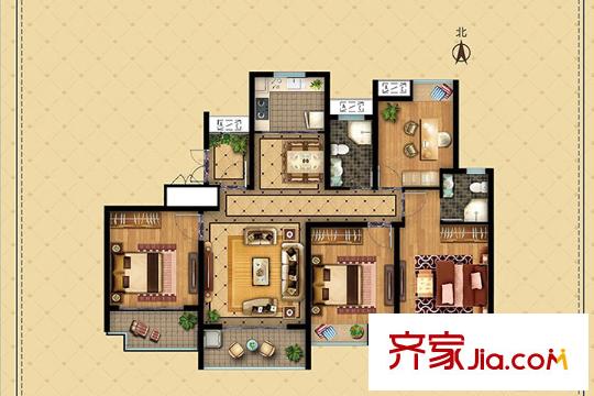 南辰濠郡2#B戶型 4室2廳2衛(wèi)1廚