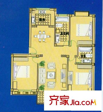 華德名人世家戶型c多層型 3室2廳1衛(wèi)1廚