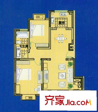 華德名人世家戶型a小高層型 2室2廳1衛(wèi)1廚