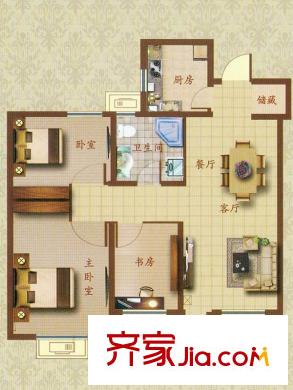 文華名邸2、3、4、6、8、9號(hào)樓B戶型 3室2廳1衛(wèi)1廚