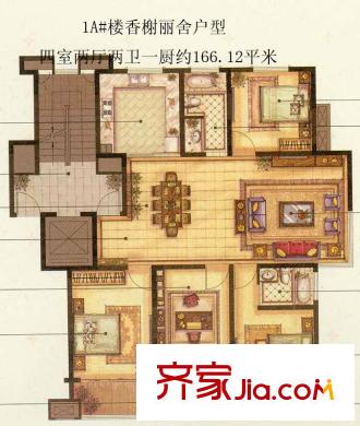 匯景名豪1A#樓香榭麗舍戶型 4室2廳2衛(wèi)1廚