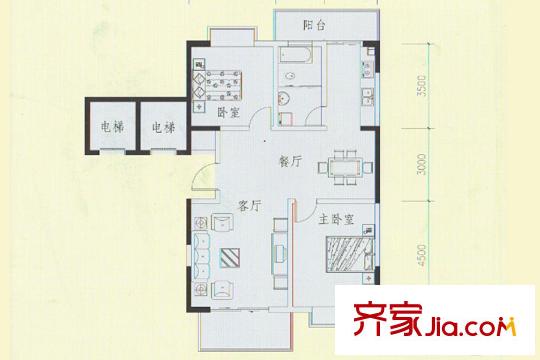 蘇建花園城35#DG2戶型 2室2廳1衛(wèi)1廚