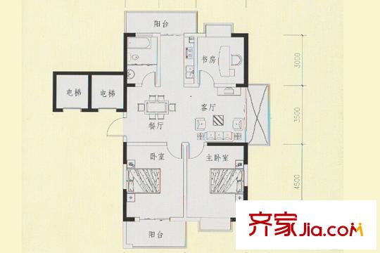 蘇建花園城36#DG1戶型 3室2廳1衛(wèi)1廚