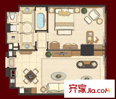 金石國際大酒店戶型D 1室2廳1衛(wèi)