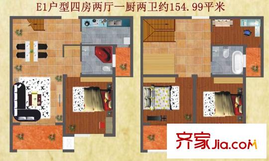 友誼嘉御龍庭E1戶型 4室2廳2衛(wèi)1廚