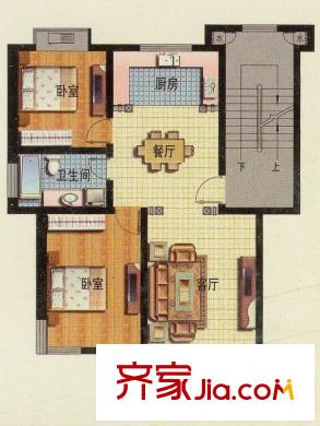 星辰名都D戶(hù)型 2室2廳1衛(wèi)1廚