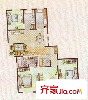金色維也納8#B戶型 4室3廳2衛(wèi)1廚