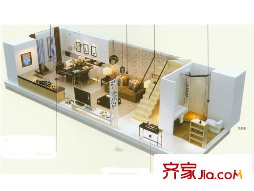 中房匯達(dá)廣場下層戶型圖 2室1廳2衛(wèi)1廚