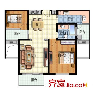 城東雅苑1#2#G戶型 2室2廳1衛(wèi)1廚