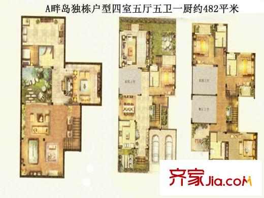 中邦上海城A畔島獨棟戶型 4室5廳5衛(wèi)1廚