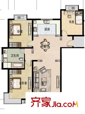福宇鳳凰華庭高層A‘戶型 3室2廳1衛(wèi)1廚