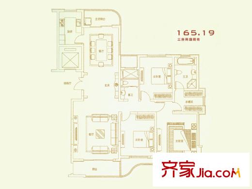 文峰城市廣場文景嘉苑165平戶型 3室2廳2衛(wèi)1廚