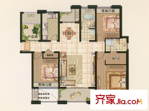 御景灣5#6#C戶型 3室2廳2衛(wèi)1廚