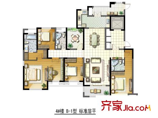 御景華庭4#樓  B-1戶型圖 4室2廳3衛(wèi)1廚