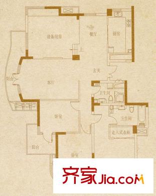 御龍灣一期C戶型 3室2廳2衛(wèi)1廚