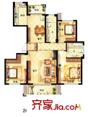 中海丁香花園2#樓C戶型 3室2廳2衛(wèi)1廚