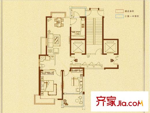 樂天桐墅灣一期2#邊戶D戶型 2室2廳1衛(wèi)1廚