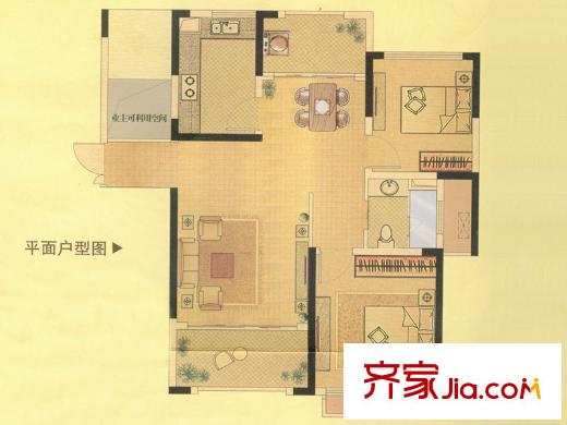 海門中南世紀(jì)城98#樓C戶型 2室2廳1衛(wèi)1廚