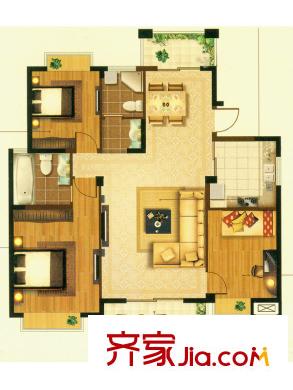 尚海城4#、6#、7#、8#戶型圖 3室2廳2衛(wèi)1廚