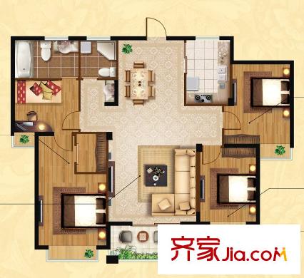 尚海城10#樓F戶型 4室2廳2衛(wèi)1廚