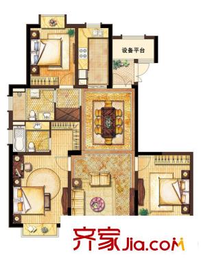 德誠翰景園11#樓01戶型 3室2廳2衛(wèi)1廚