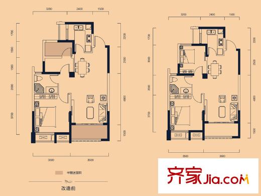 金科城E3戶型 2室2廳1衛(wèi)1廚