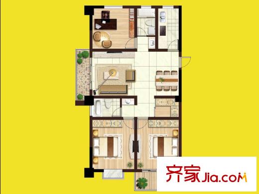 匯富廣場6#樓134平方米戶型 3室2廳2衛(wèi)1廚