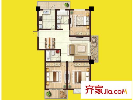 匯富廣場1#樓149平方米戶型 3室2廳2衛(wèi)1廚