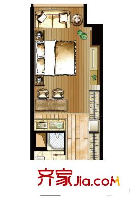 圓融廣場(chǎng)公寓A2戶型 1室1廳1衛(wèi)1廚